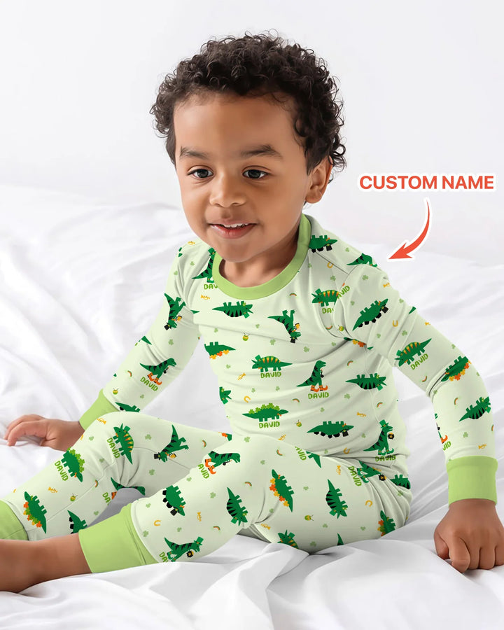 Lucky Dino Two Piece Long Sleeve Pajama Set