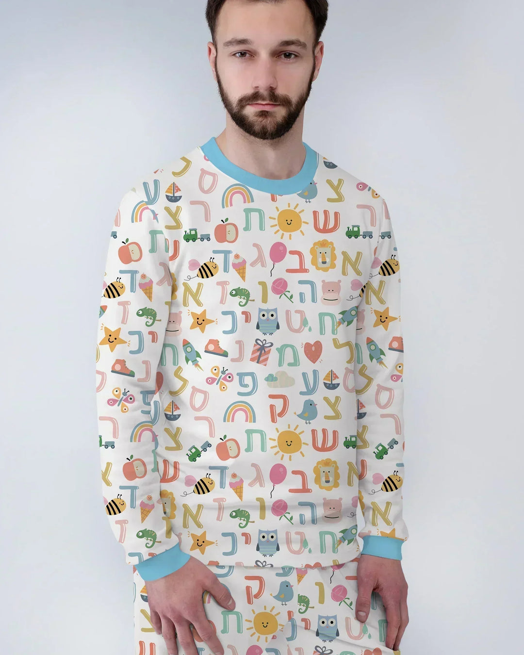 Hebrew Alphabet Men's Pajama Set