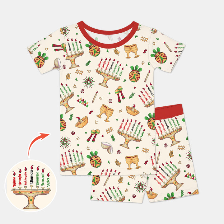 Happy Kwanzaa Two Piece Short Sleeve Shorts Pajama Set
