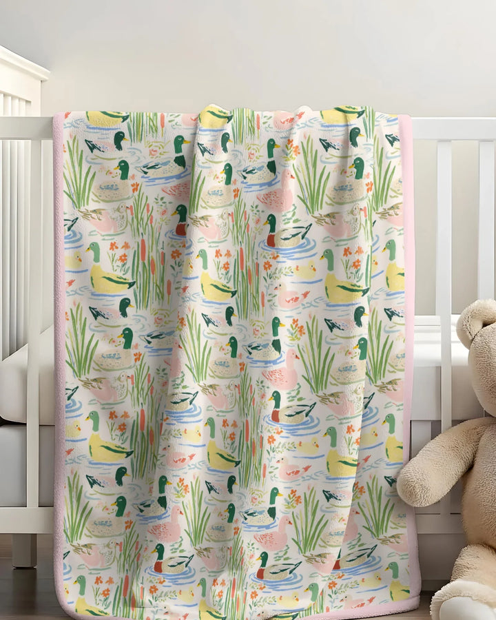 Whimsical Mallard Duck Bamboo Blanket