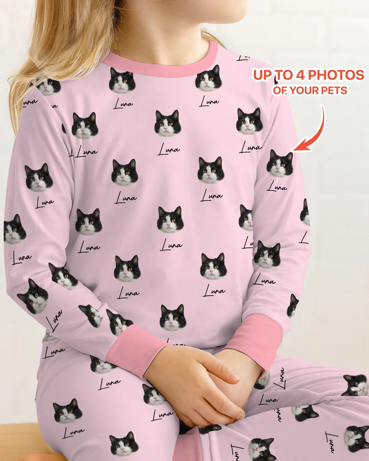 Custom Name and Pet Photos Two Piece Long Sleeve Pajama Set
