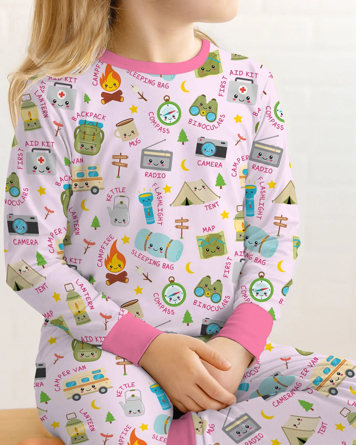 Little Camp Adventure Family Matching Two Piece Long Sleeve Pajama Set