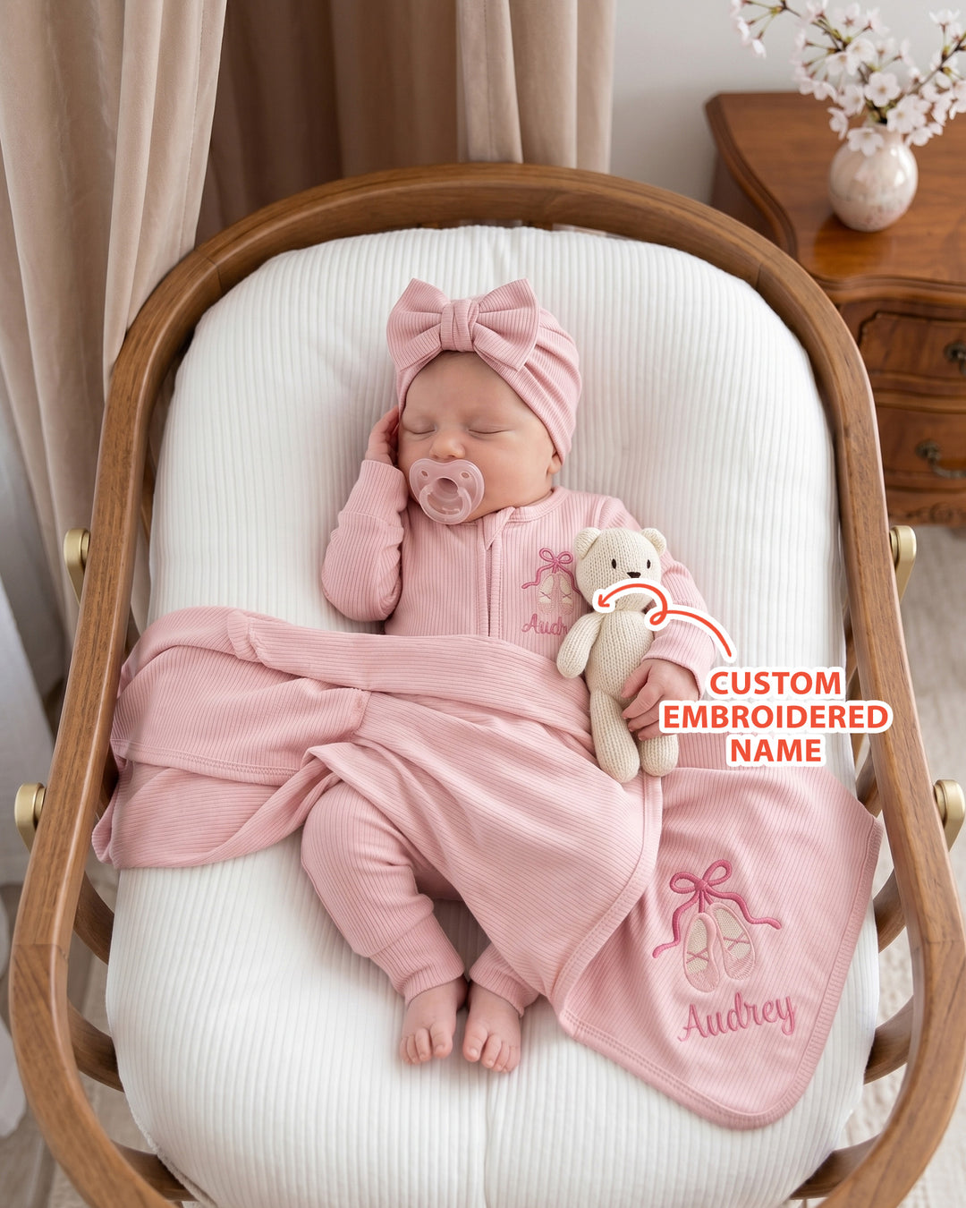 Personalized Sweet Ballet Babe Embroidered Ribbed Bamboo Bundle