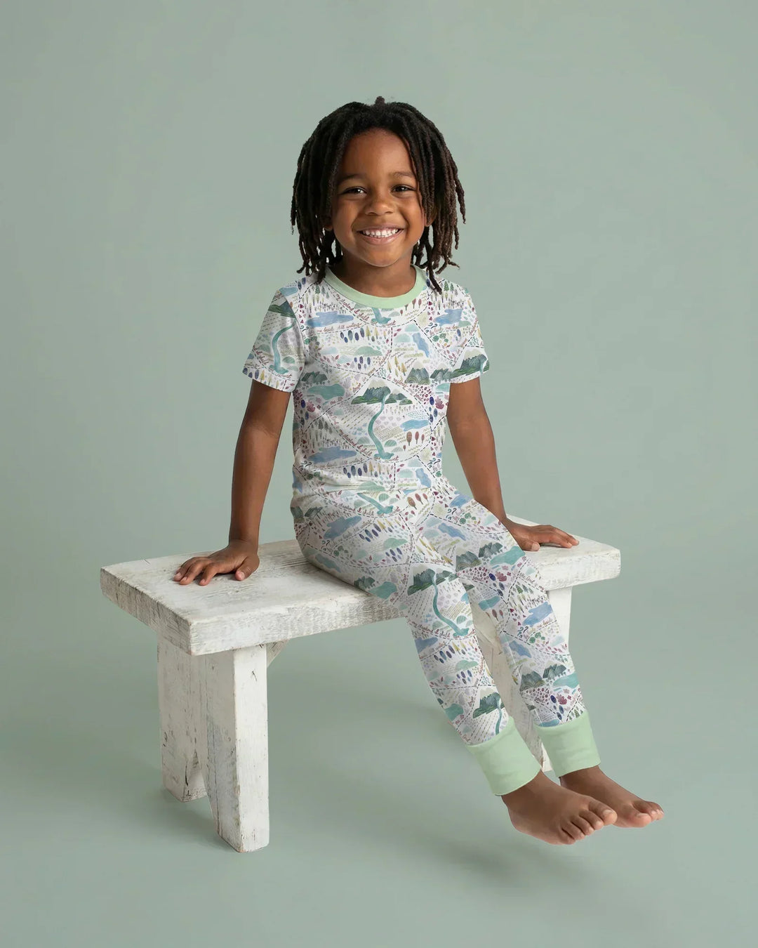 Whimsical Psalms 23 Map Two Piece Short Sleeve Pajama Set