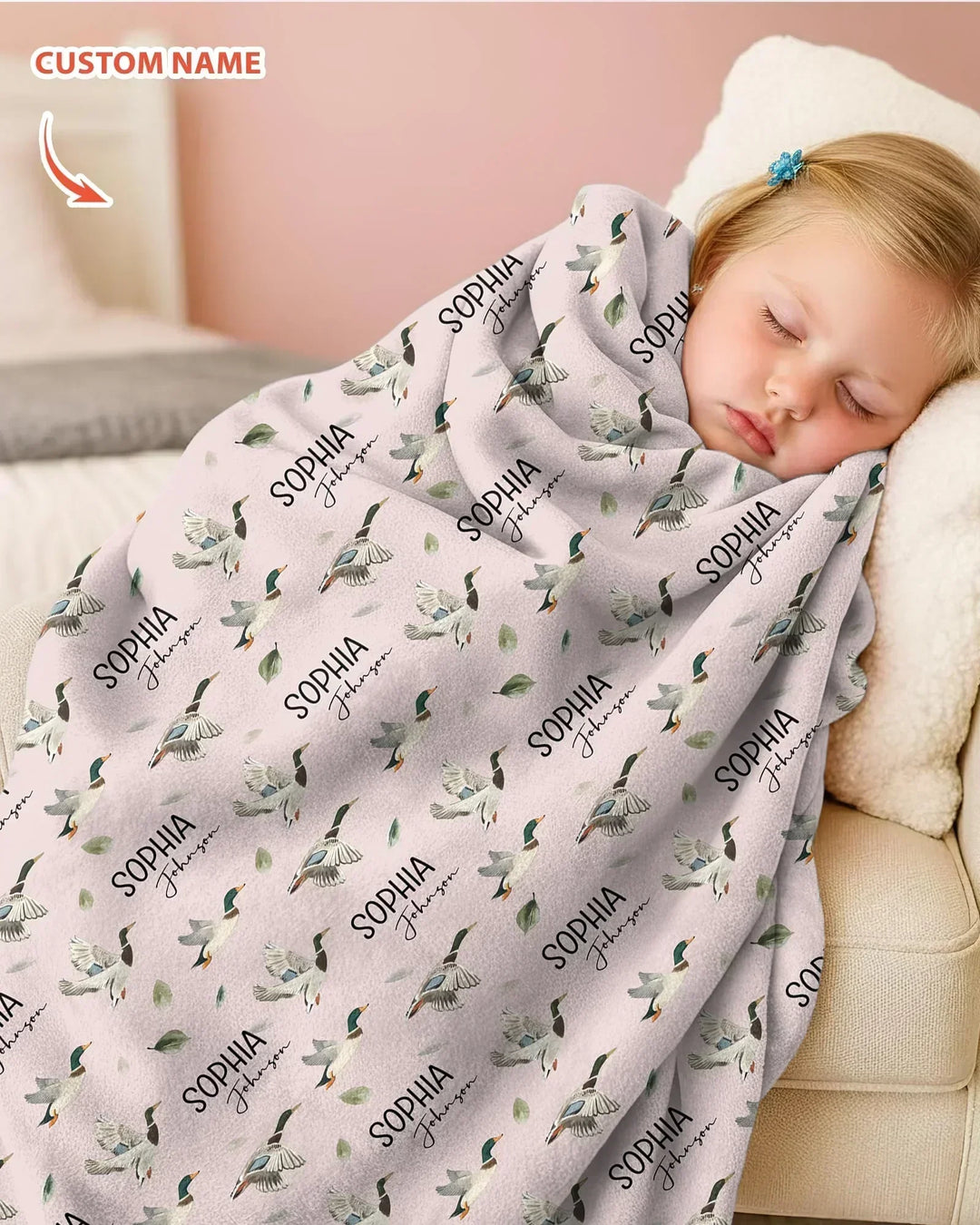 Custom Name Mallard Duck Bamboo Blanket