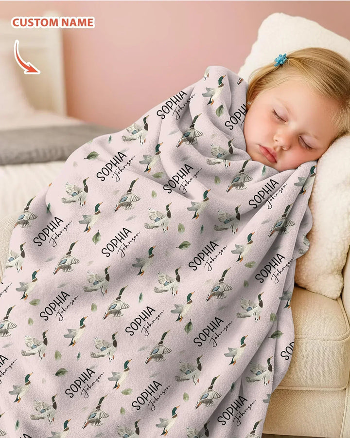 Custom Name Mallard Duck Bamboo Blanket