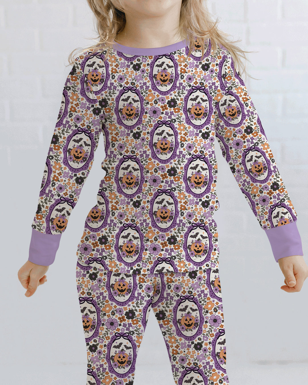 Pumpkin Cameo Garden Bamboo Two Piece Long Sleeve Pajama Set