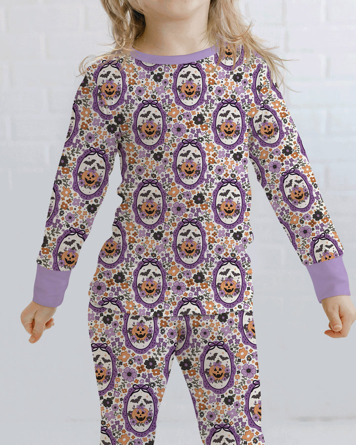 Pumpkin Cameo Garden Bamboo Two Piece Long Sleeve Pajama Set