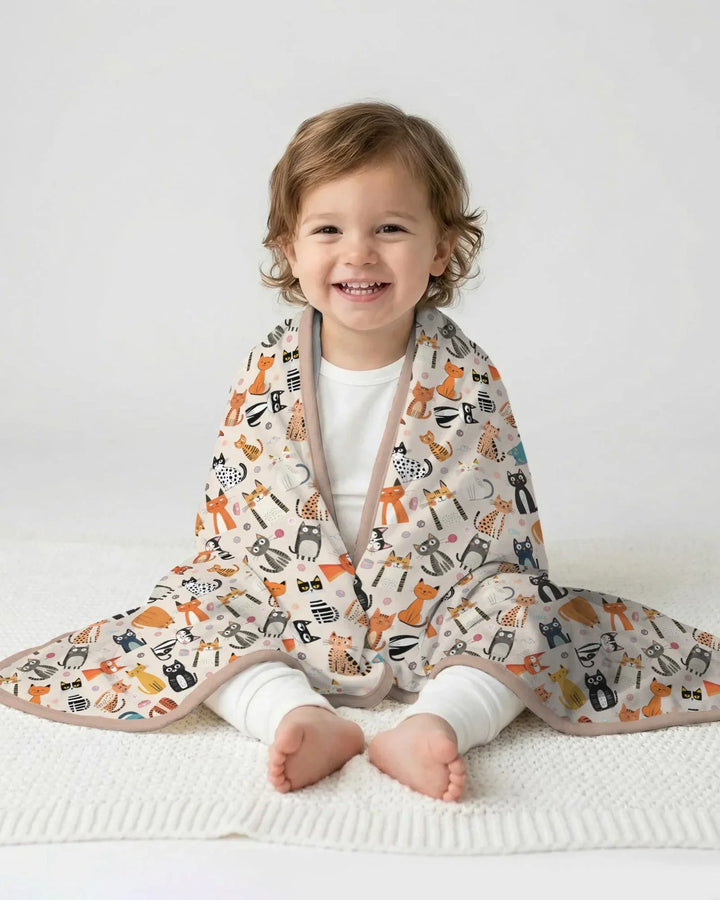 Goofy Mischief Cat Family Matching Bamboo Blanket