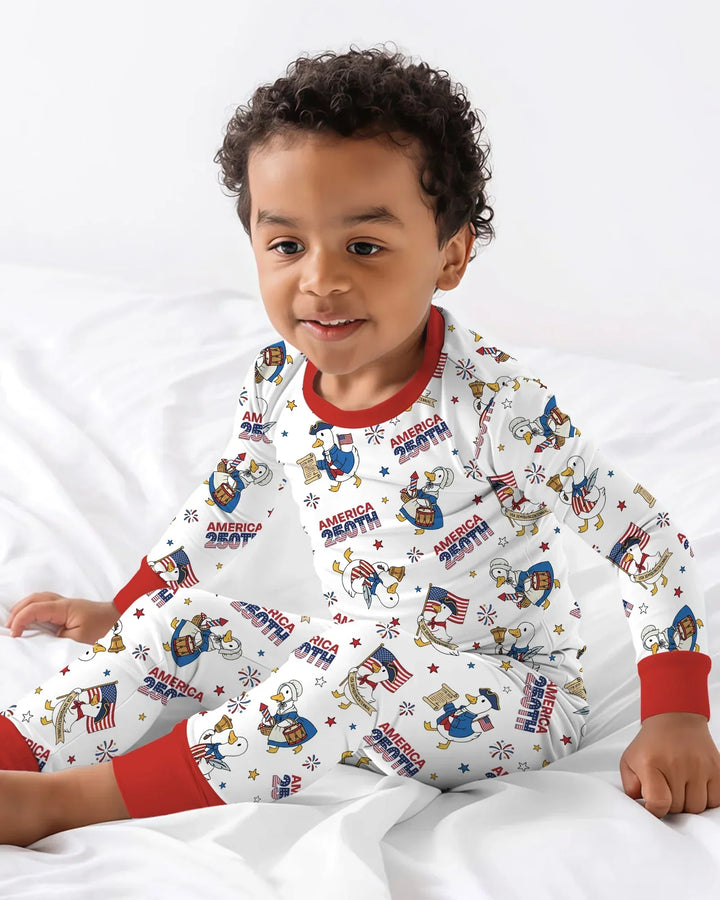 Patriotic Goose Celebrating 250 Years Two Piece Long Sleeve Pajama Set