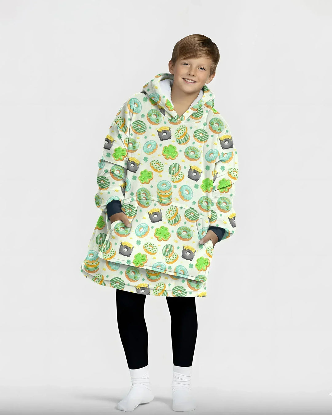 St. Patrick's Day Donut Wearable Blanket Hoodie