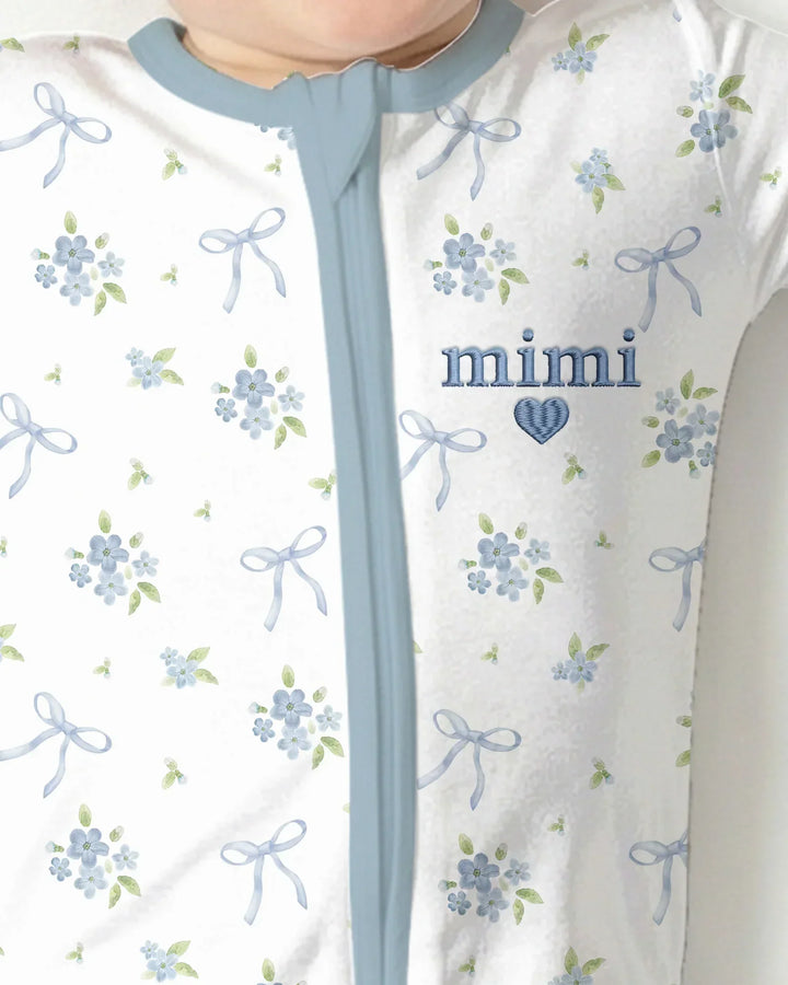 Mameluco convertible de bambú con cremallera bordado a juego para mamá y bebé