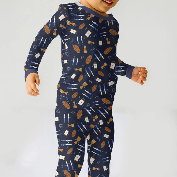 Shabbat Shalom Family Matching Two Piece Long Sleeve Pajama Set