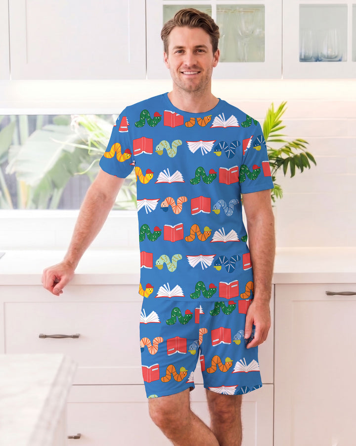 Bookworm Family Matching Bamboo Men Short Sleeve Short Pajama Set