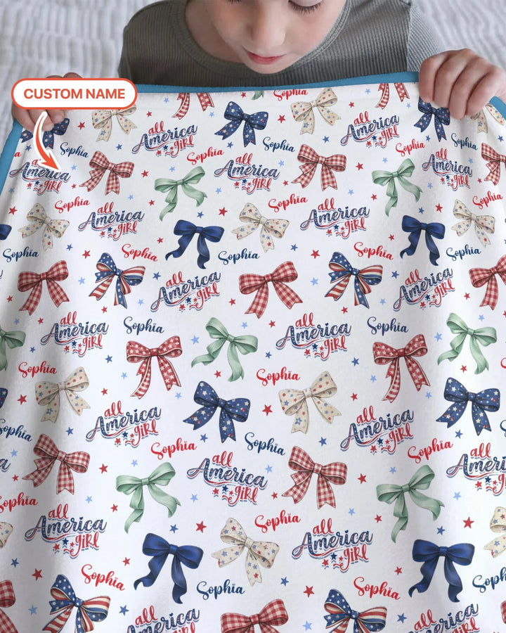 Manta de bambú All American Girl con nombre personalizado