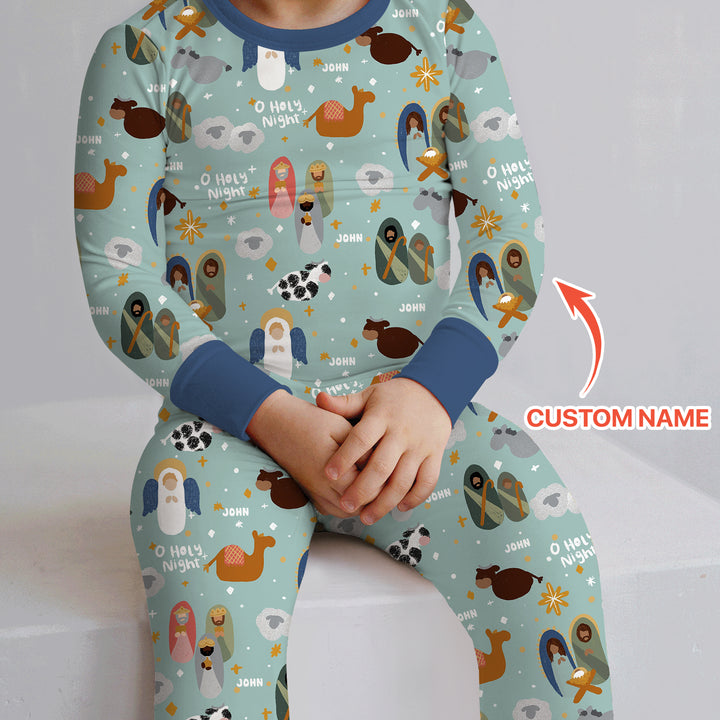 O Holy Night Custom Name Long Sleeve Pajama Set