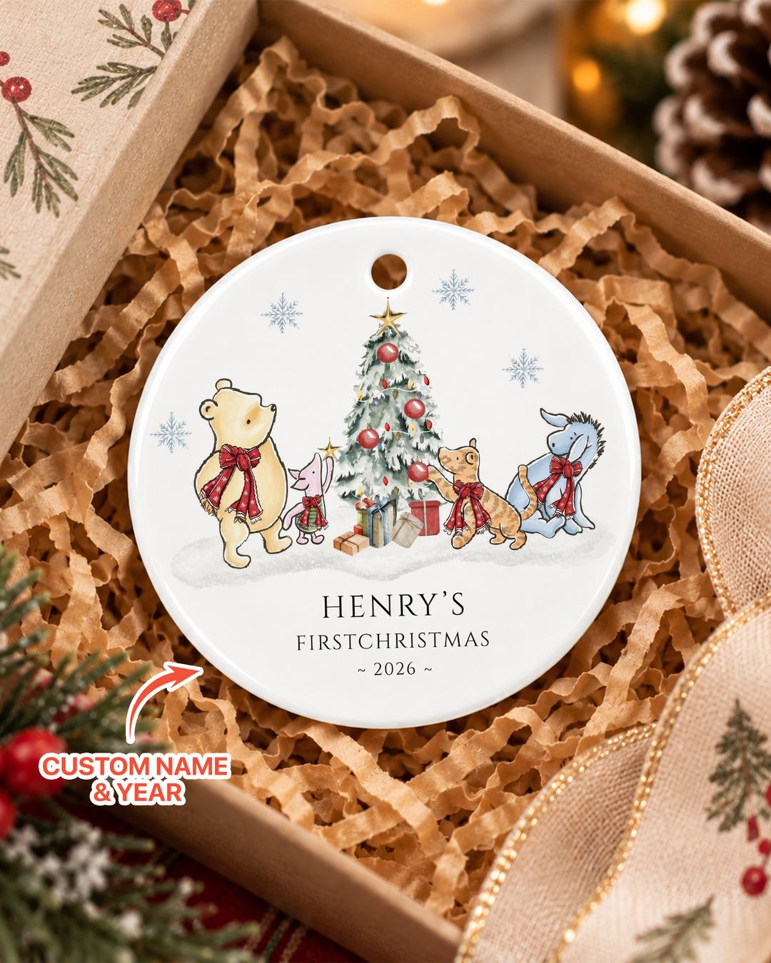 Classic Bear First Christmas Ceramic Ornament