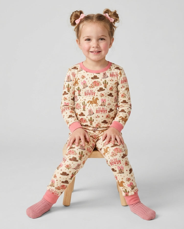 Coquette Cowgirl Lil Bit Rowdy Two Piece Long Sleeve Pajama Set