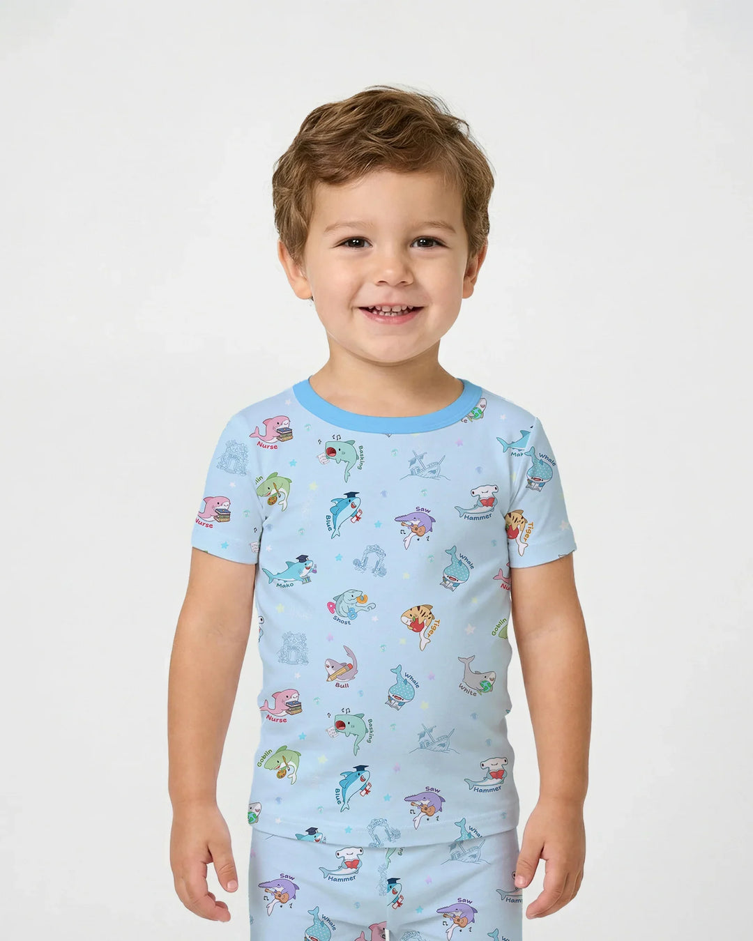 Shark School Bamboo Two Piece Short Sleeve Pajama Set