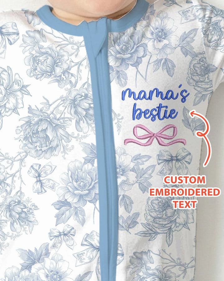 Custom Embroidered Mommy and Me Toile Matching Bamboo Convertible Zippy