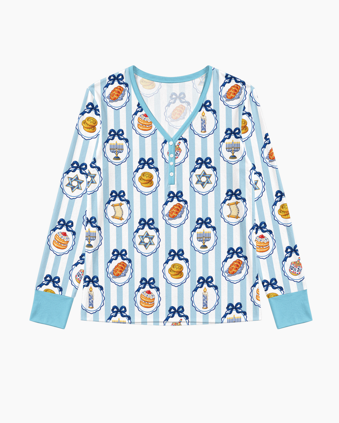 Hanukkah Bows & Blessings Mommy & Me Matching Bamboo Women Pajama Set