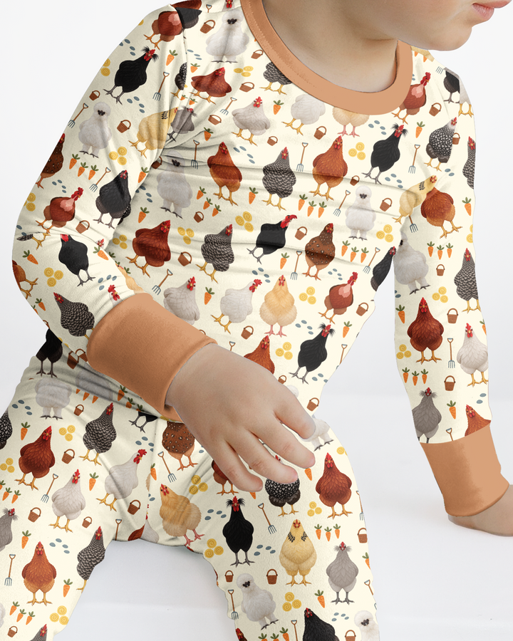 Little Chicken Farmer Bamboo Two Piece Long Sleeve Pajama Set