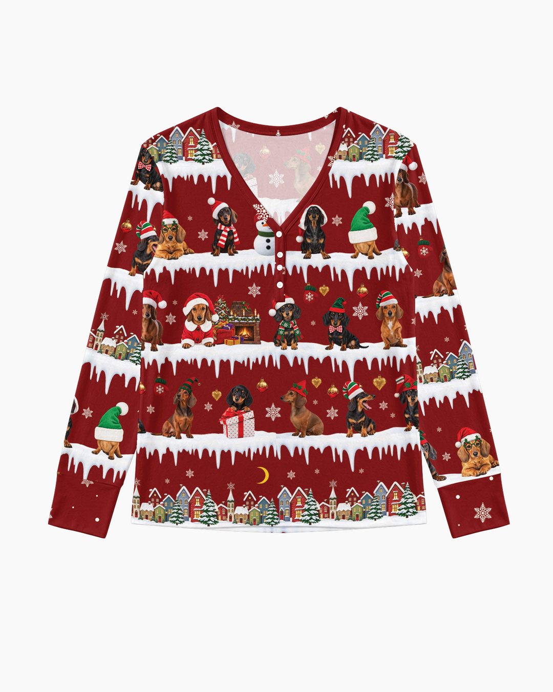 Dachshund Through The Snow Bamboo Women Pajama Set