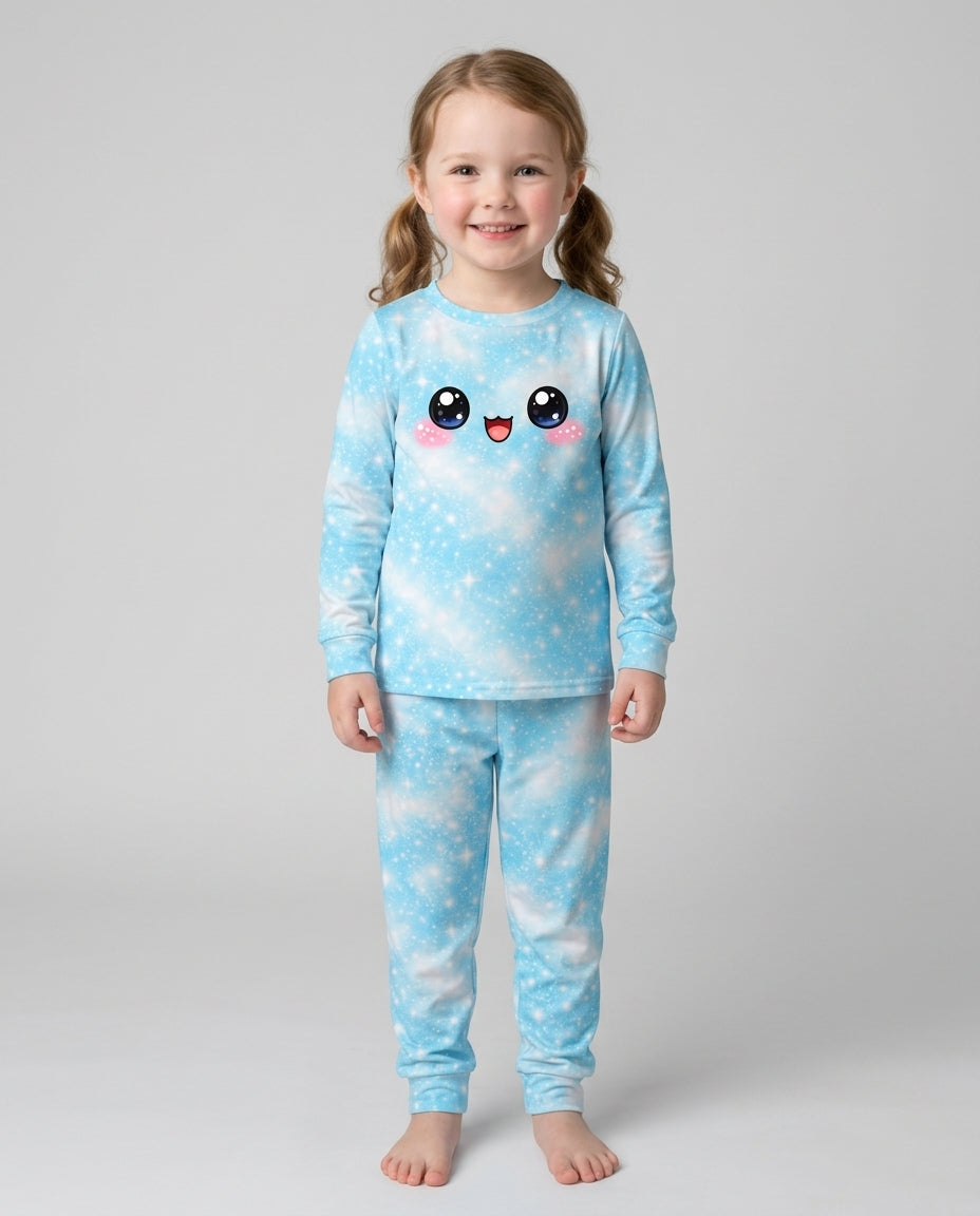 Kawaii Dumplings Emoji Bamboo Two Piece Long Sleeve Pajama Set