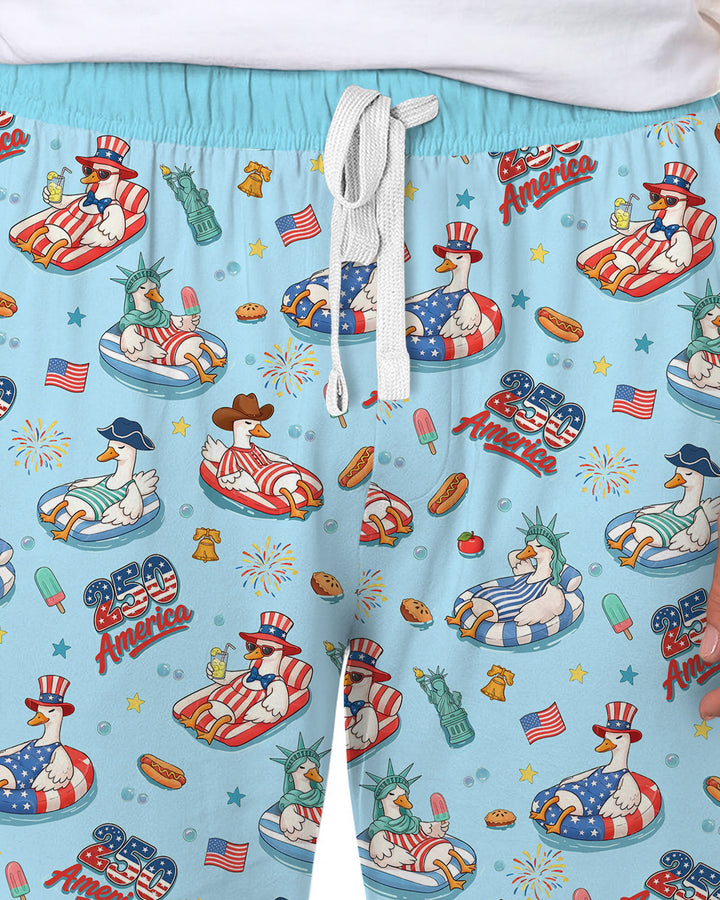 250 America Patriotic Goose Family Matching Bamboo Men's Pajama Set
