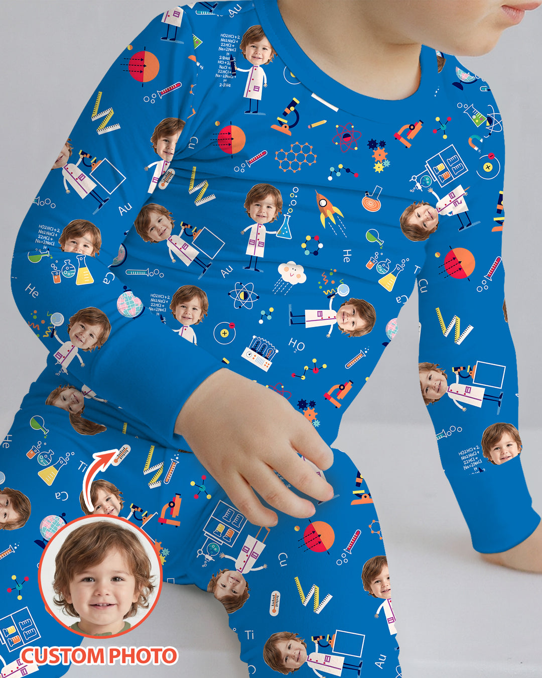 Custom Image Chemical Laboratory Bamboo Two Piece Long Sleeve Pajama Set