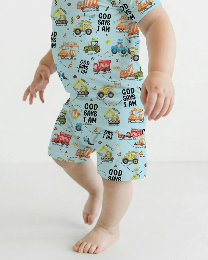 God Says I Am Boy Two Piece Short Sleeve Shorts Pajama Set