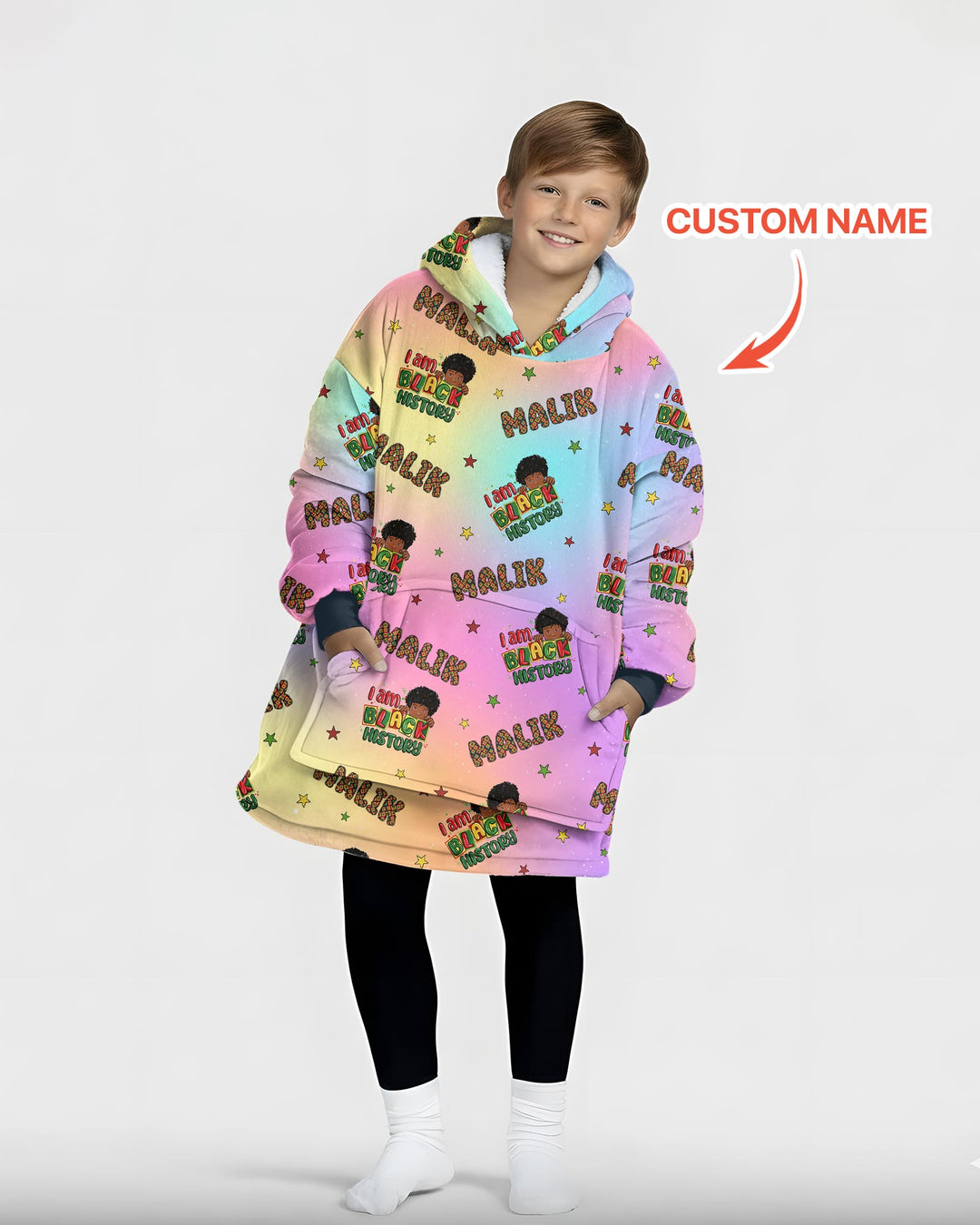 Custom Name I Am Black History Custom Blanket Hoodie