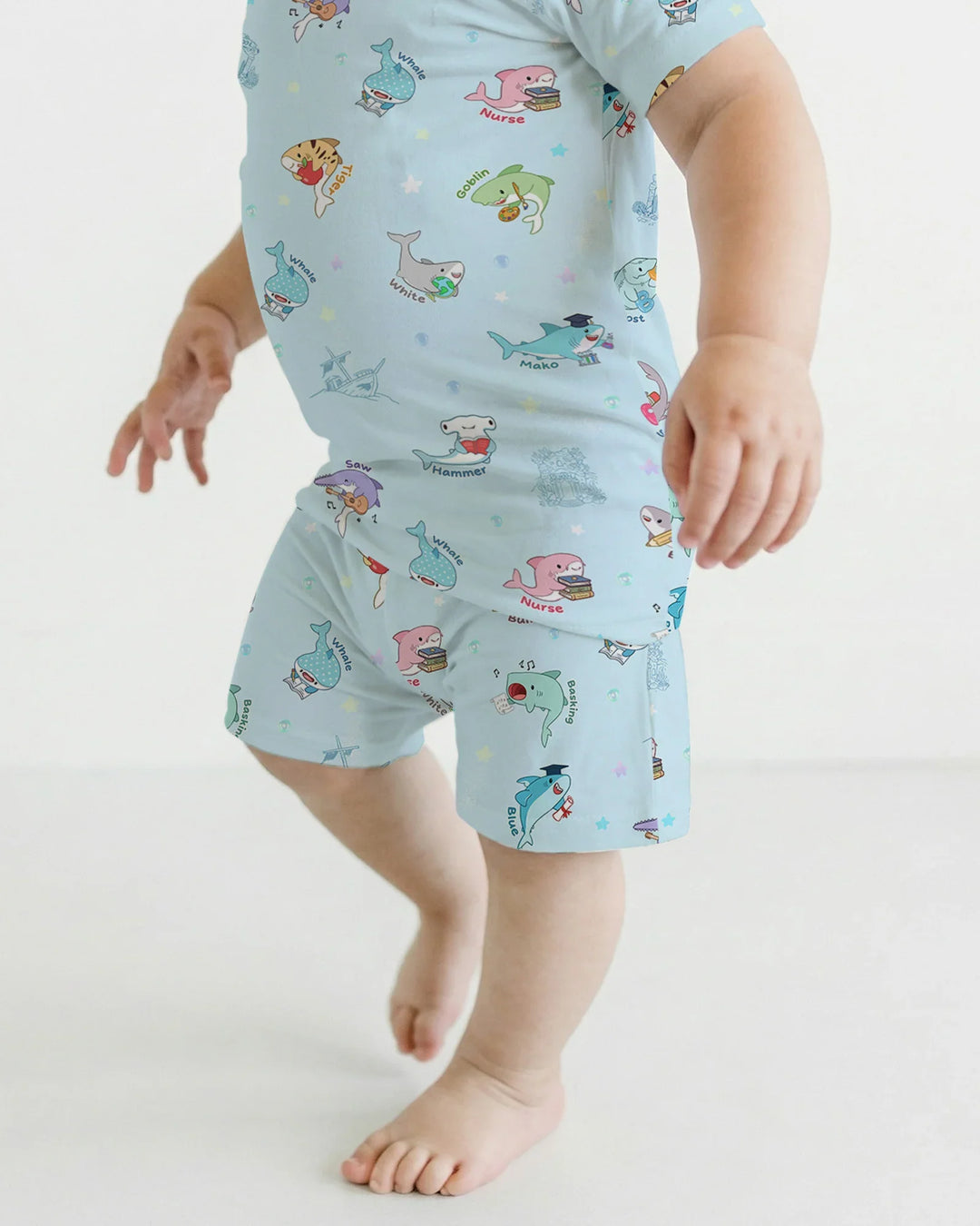 Shark School Bamboo Two Piece Short Sleeve Shorts Pajama Set