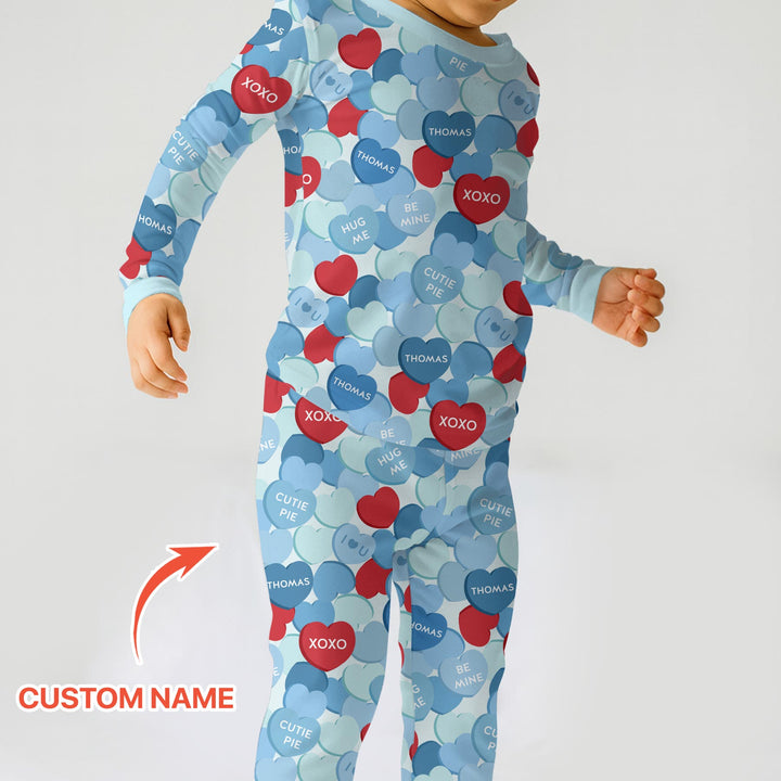 Valentine Candy Crush Family Matching Two Piece Long Sleeve Pajama Set