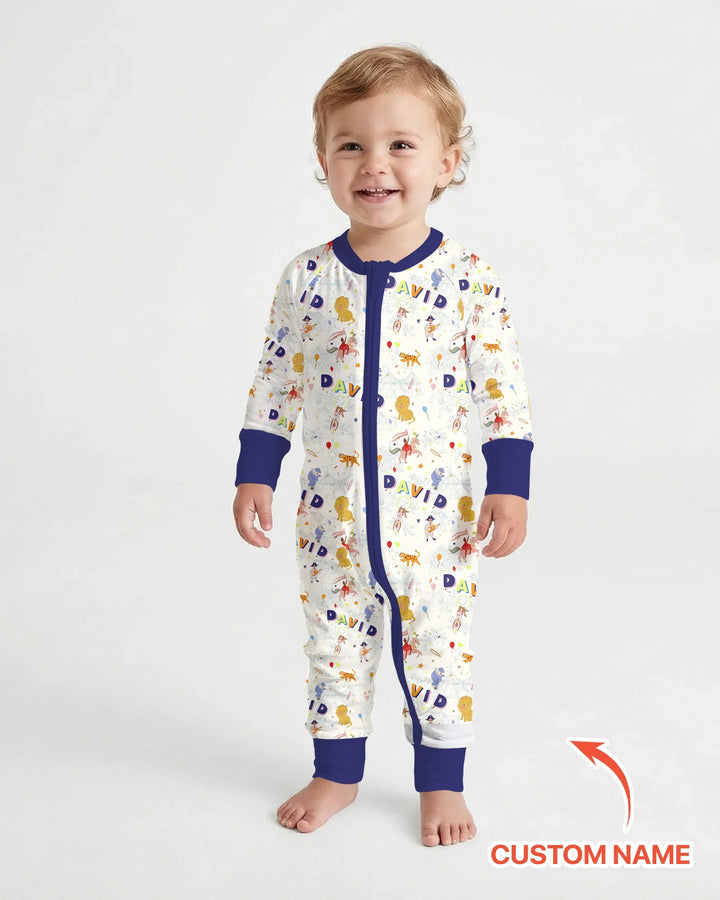 Custom Name Circus Toile Bamboo Convertible Zippy