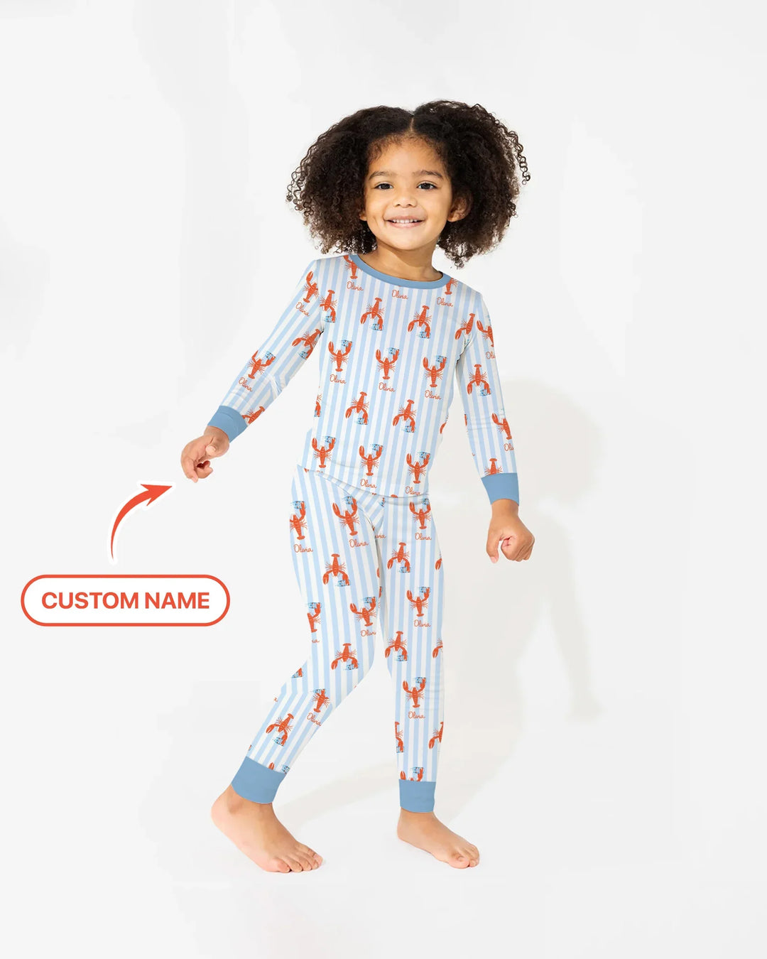 Conjunto de pijama de dos piezas de bambú de manga larga con nombre personalizado, diseño de cerveza y cangrejo de río