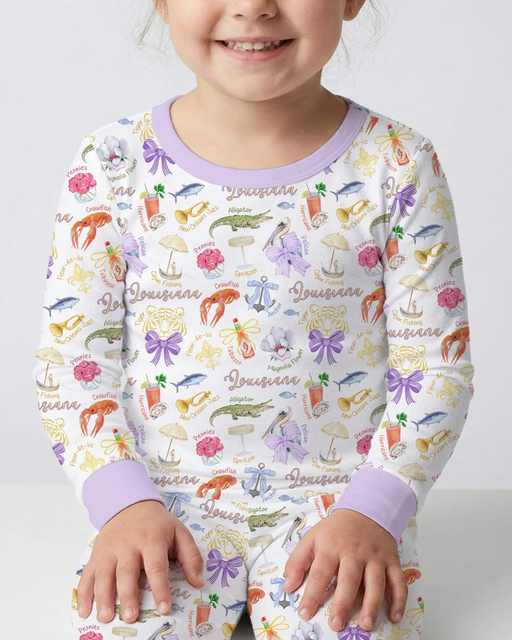 Zweiteiliges Langarm-Pyjama-Set mit Sommerfrüchten