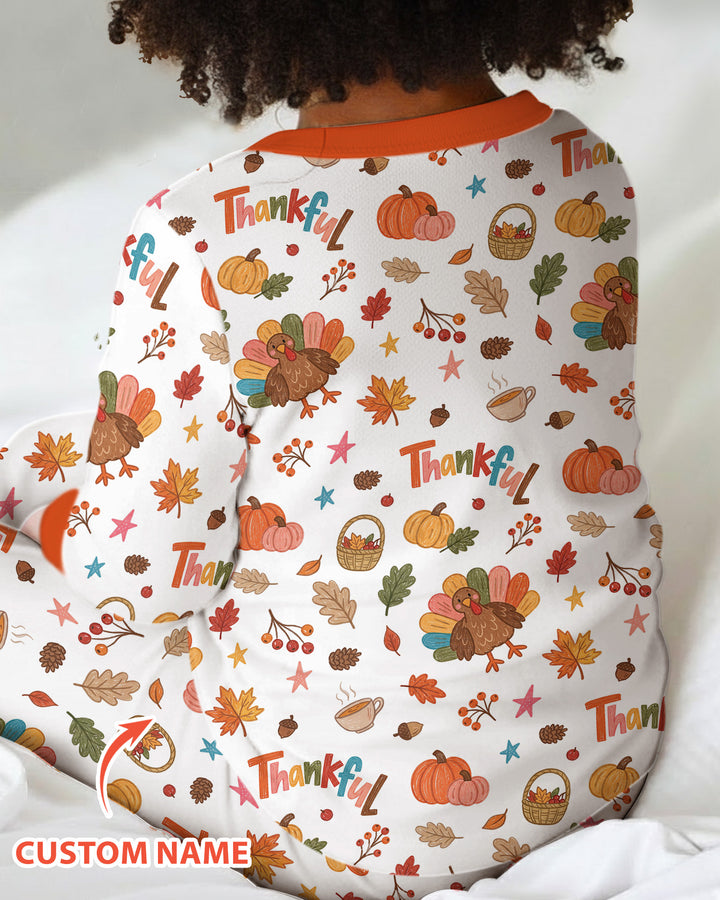 Thankful Turkey Bamboo Two Piece Long Sleeve Pajama Set