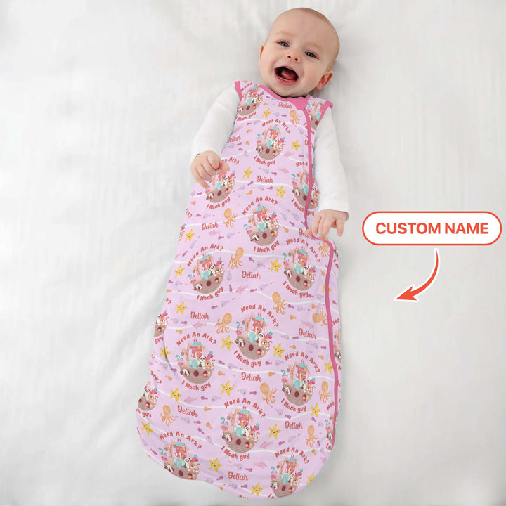 Noah’s Ark Custom Name Girl Sleep Bag
