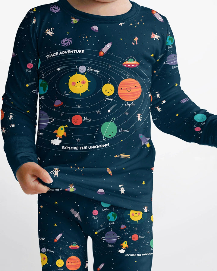 Solar System Explorers Bamboo Two Piece Long Sleeve Pajama Set