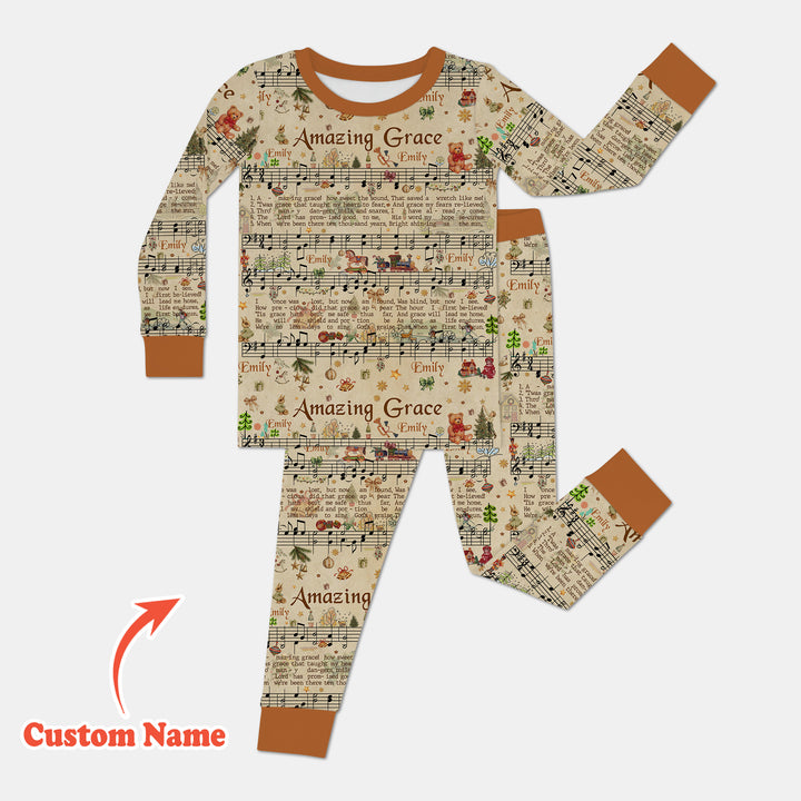 Amazing Grace Custom Name Two Piece Long Sleeve Pajama Set