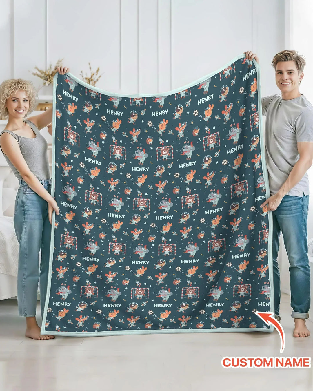 Space Soccer Bamboo Blanket