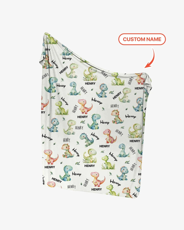 Dinosaur Custom Name swaddle blanket