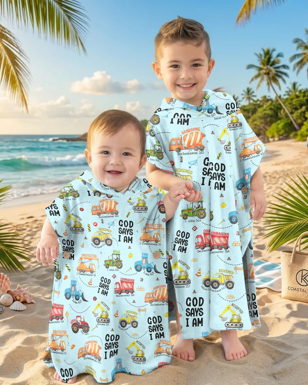 God Says I Am Boy Bamboo Swim Poncho