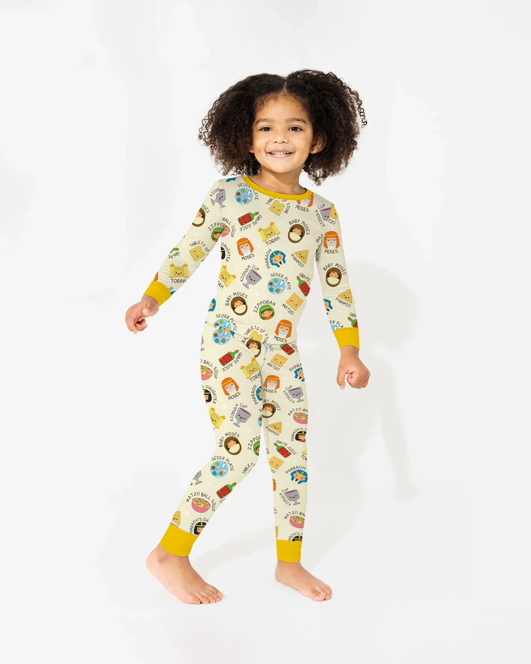 Cute Passover Characters Bamboo Two Piece Long Sleeve Pajama Set