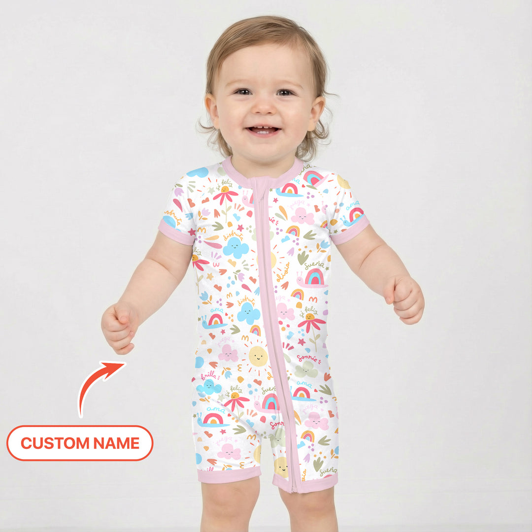 Custom Name Positive Spring Garden Shorty Zippy