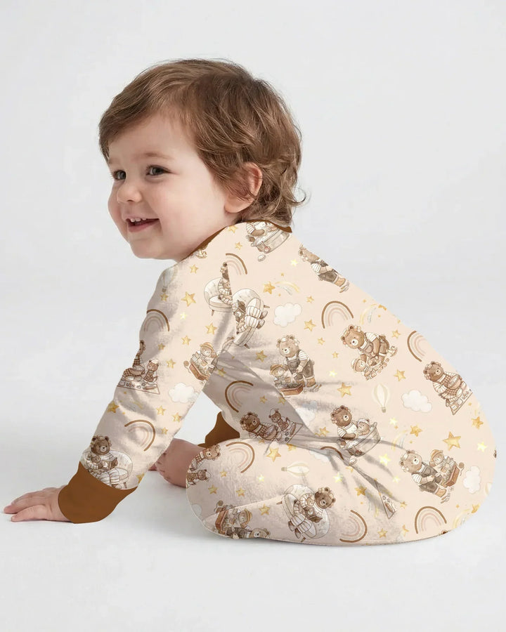 Custom Embroidered Name Mama Bear and Baby Bear Bamboo Convertible Zippy