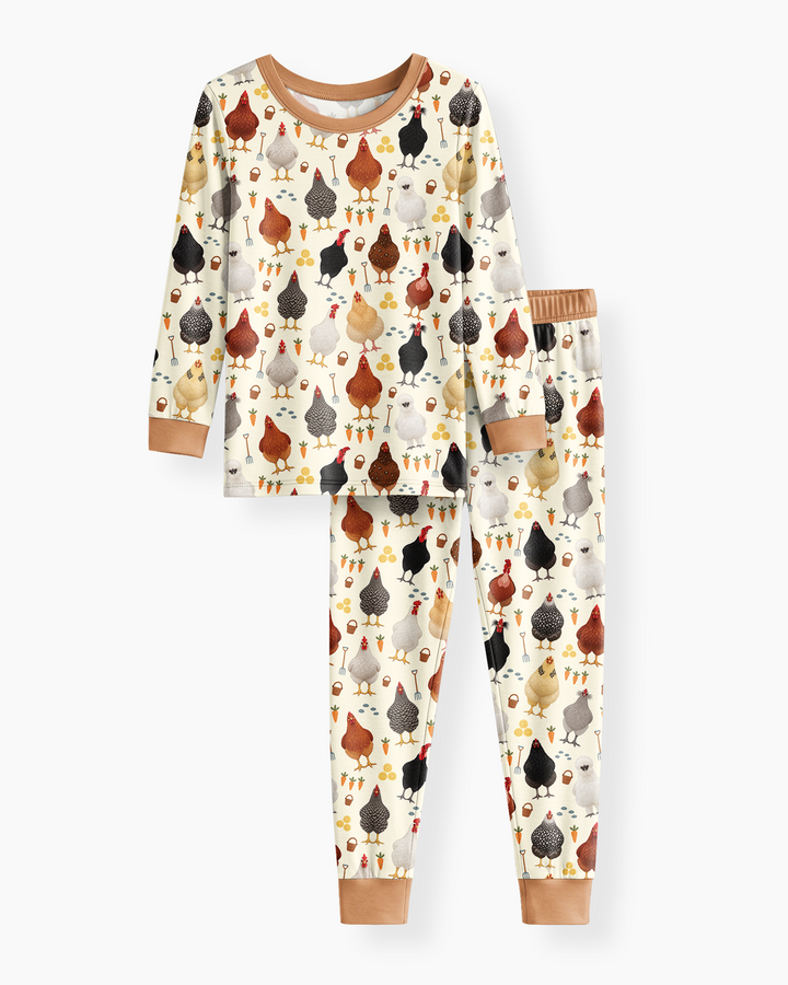 Little Chicken Farmer Bamboo Two Piece Long Sleeve Pajama Set