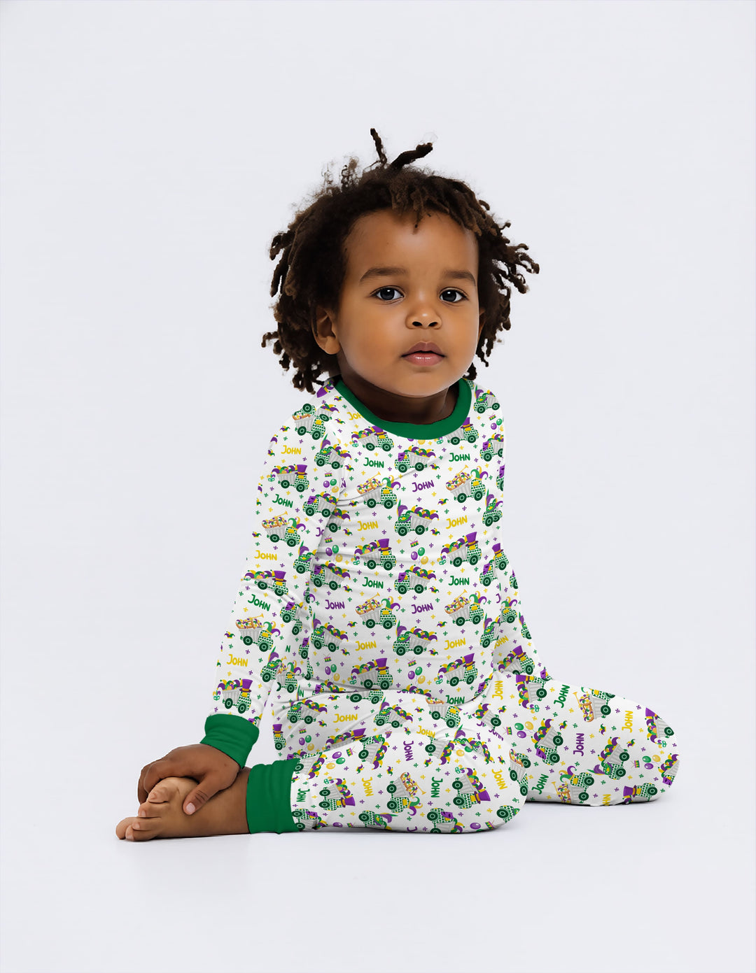 Mardi Gras Trucks Two Piece Long Sleeve Pajama Set