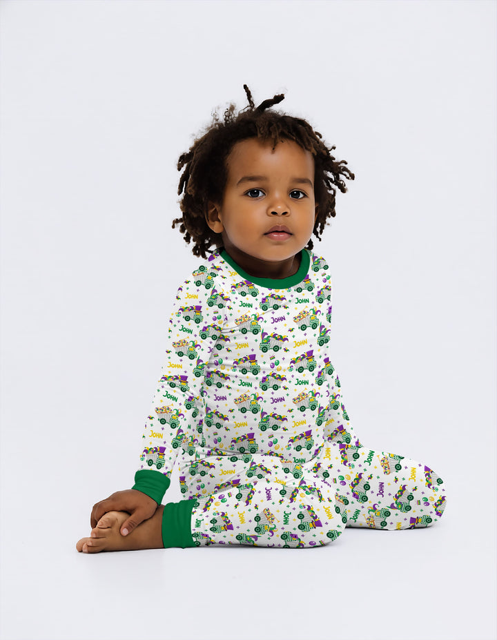 Mardi Gras Trucks Two Piece Long Sleeve Pajama Set